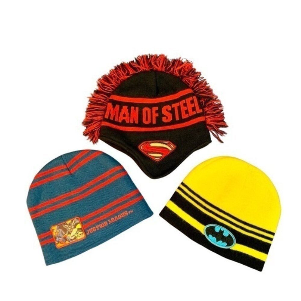 Super Hero Beanie Trio-Superman, Batman, Justice League